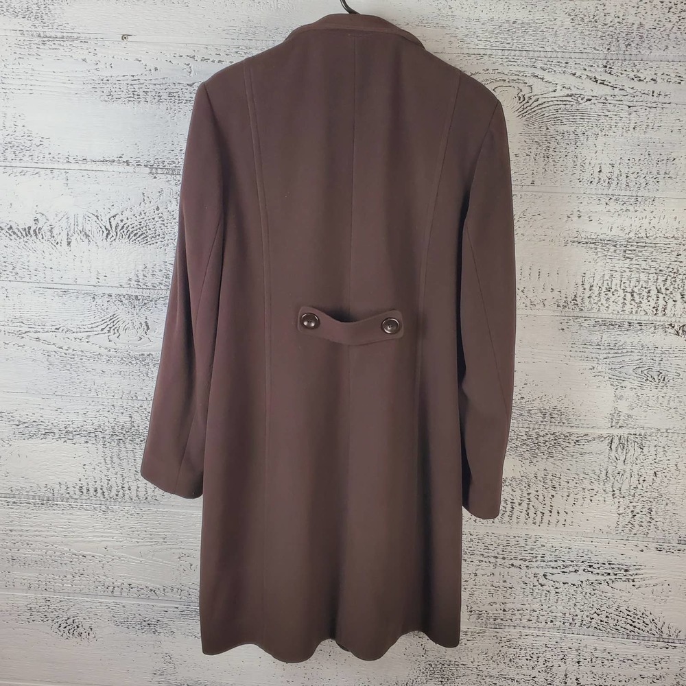 Kristen Blake Women Chocolate Lambswool Cashmere Blend Peacoat Long Coat Size 12 - Picture 11 of 14